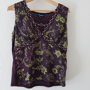 Lynn Ritchie Purple Embellished Sleeveless Top - Size M